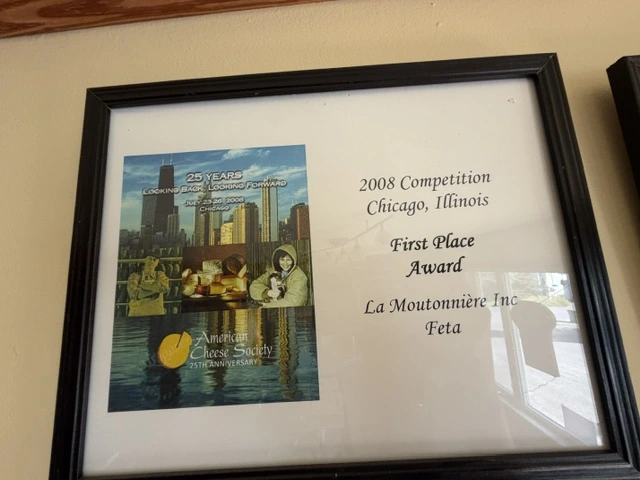 American Cheese Society 2008 diploma, Chicago IL, 1st place Feta, photographed