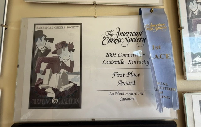 American Cheese Society 2005 diploma, Louisville KY, 1st place Cabanon, photographed