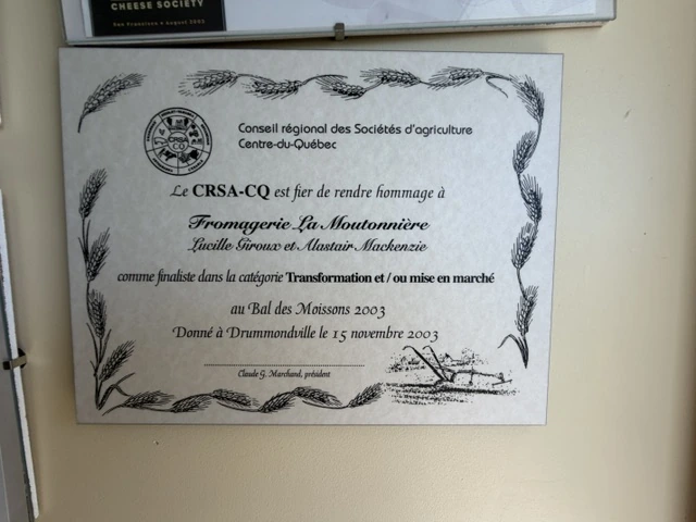 Bal des Moissons 2003 plaque, Drummondville, finalist, photographed