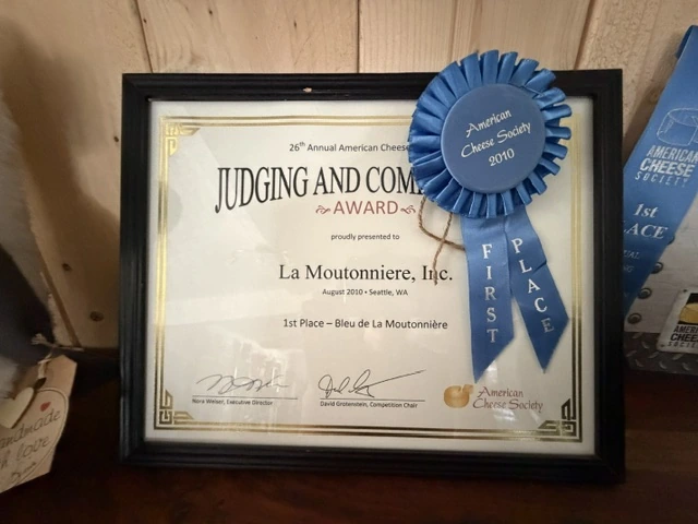 American Cheese Society 2010 diploma, Seattle WA, 1st place Bleu de La Moutonnière, photographed